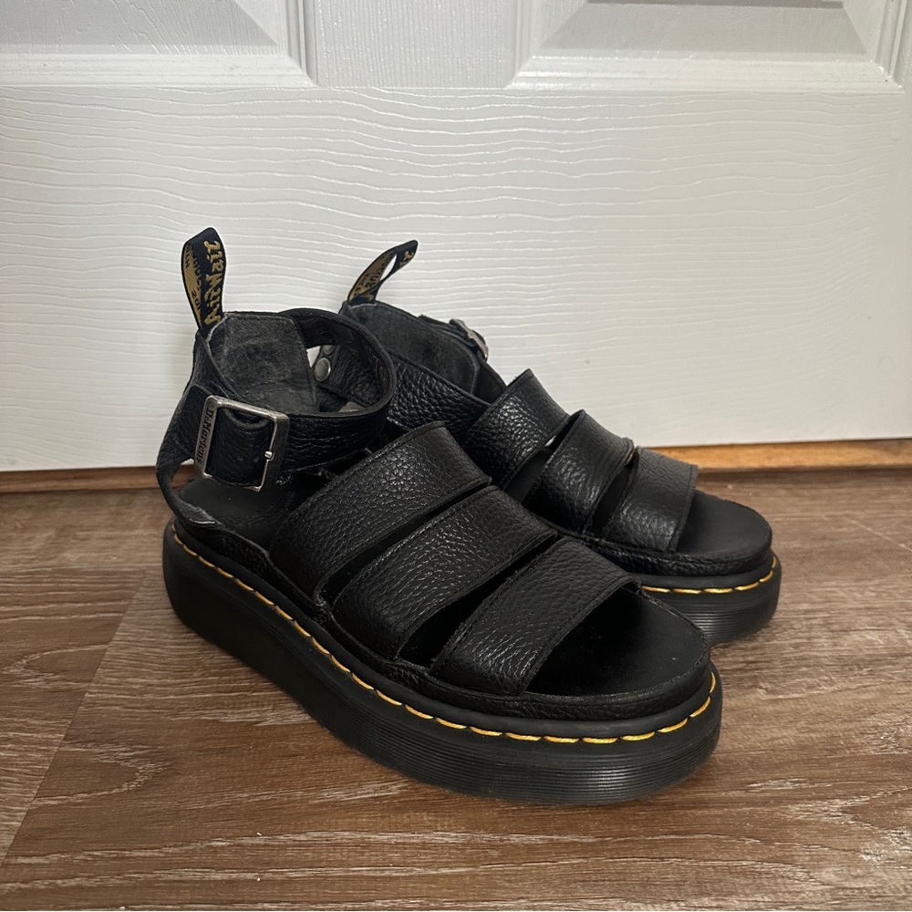 Dr. Martens Clarissa ii Black Leather Platform Sandals
